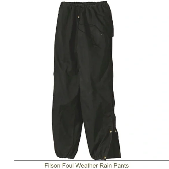 C.C. Filson Foul Weather Rain Pants Cover Cloth Oil Finish Tin Wind Repel XL Vtg